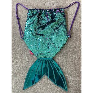 Mermaid Tail Blue Green Sequin Bag Drawstring Backpack Design GirlZone